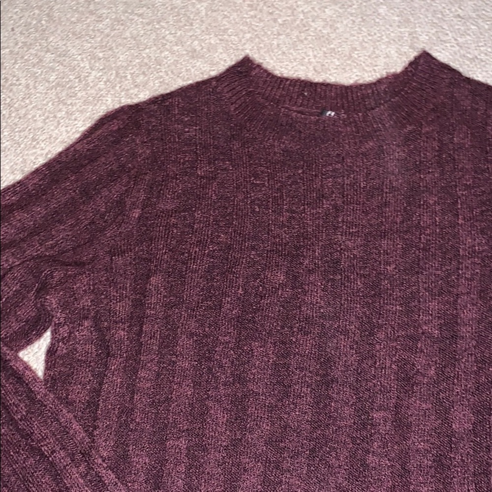 ribbed high neck maroon sweater
